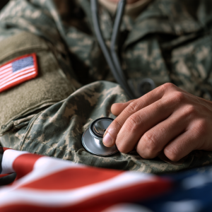 Veteran receiving medical care representing US Family Health Plan coverage for medical detox and drug and alcohol rehab at Sober First Recovery.